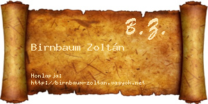 Birnbaum Zoltán névjegykártya